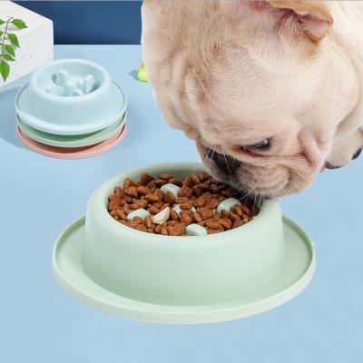 China Sustainable Pet Slow Food Bowl Plastic Thicken Anti-Clogging Bowl Food Utensils Slow Food Bowl For Cats And Dogs for sale