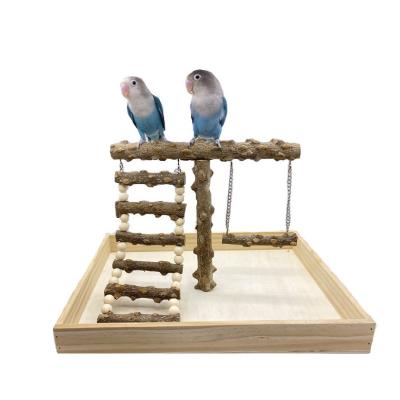 China Wholesale-Pepper Small Station Ladder Station Accessories Bird Frame Cage Toys Interactive Training Pet Toy Wooden Viable Wooden Desk for sale