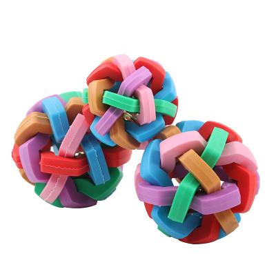 China New Viable Interactive Dog Toys Colorful Bell Ball TPR Training Molar Woven Ball Pet Sounding To Toy Factory Wholesale Pet Toys for sale