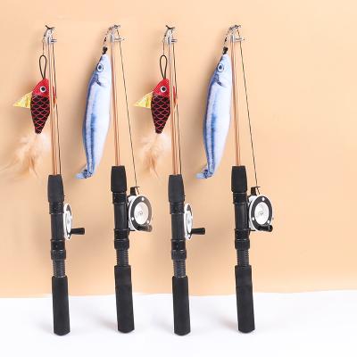 China Factory Viable Custom Adjustable Length Cat Toys Fishing Rod Fish Pet Teasing Toys for sale