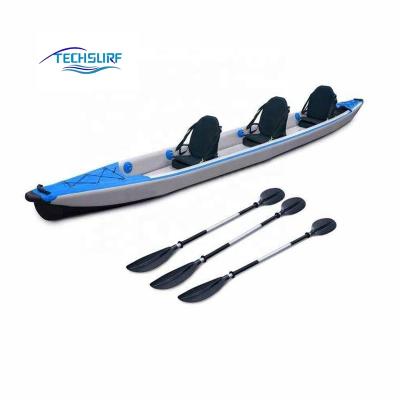 China PVC China Customize 3 Seaters 5.20m Drop Stitch Inflatable Fishing Kayak for sale