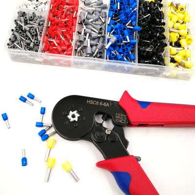 China Crimping Crimping Tool Kit HSC8 6-6A Ferrule Kit Crimper Plier Set of Wire Crimping Tool with 1200PCS Cord End Terminal for sale