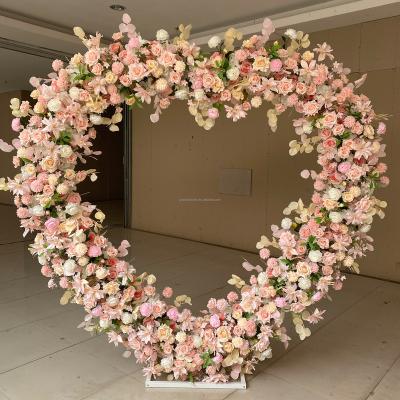 China Wholesale Red White Decor Wedding Backdrop Fashionable Rose Flower Wall Heart Shape Latest Decorations Factory For Wedding Stage Background for sale