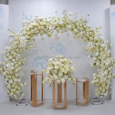 China Fashionable Wedding Decorations Wedding Backdrop Road Lead Moon Door Decor Floral Artificial Rose Flowers Runner Ball Row Centerpiece Arch Flower For Wedding for sale