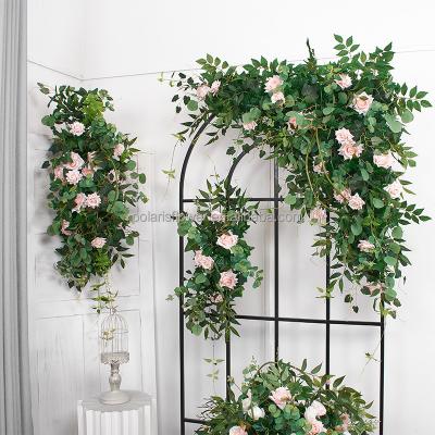 China High quality floral wedding arch decorations fashionable triangles flower row wedding backdrop decoration flower for sale