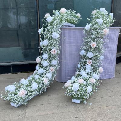 China Foam Wedding Decorations Sales Wholesale Price Fashionable Weed Table Flower Silk Runner With Baby's Breath for sale