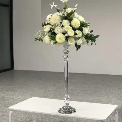 China Gorgeous Table Decorations Fashionable Wedding Crystal Centerpiece Flower Stand For Wedding for sale