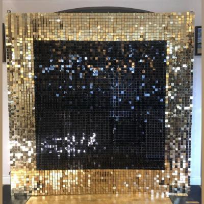 China Fashionable Wedding Decorations Wedding Supplies Gold Sequin Shimmer Wall Backdrop Sequin Panels Birthday Sequin Wall for sale