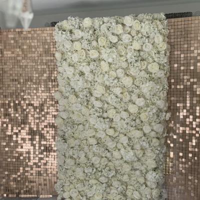 China Custom Wedding Decorations Fashionable Rose Gold Sequin Shimmer Wall Backdrop Panels Gold Sequin Panel Wall Wedding Backdrop for sale