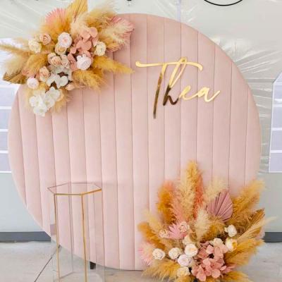 China Fashionable Wedding Decorations Wedding Party Event Decoration Backgrounds Arch Panel Pink Velvet Wall Velvet Blanket Backdrop for sale