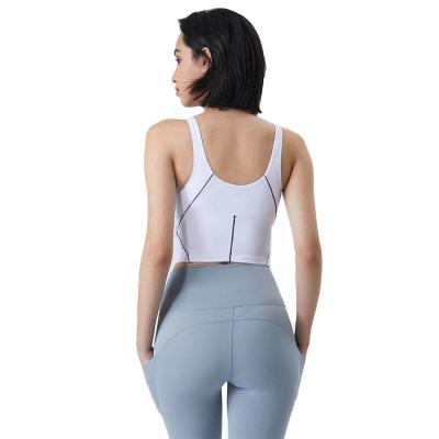 China Shirts & Custom Made Sports Tops Ladies Activewear Fashion Fitness Vest Women Work In Sleeveless White Bra Tube Yoga Top for sale