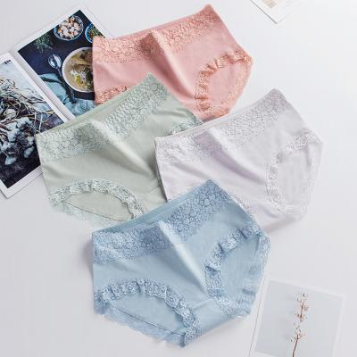 China Breathable lace lingerie women cotton panties wholesale ladies sexy undewear female briefs breathable high quality for sale