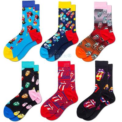 China New Design Antibacterial High End Tongue Crazy Men Big Socks Mens Happy Socks With Good Quality for sale