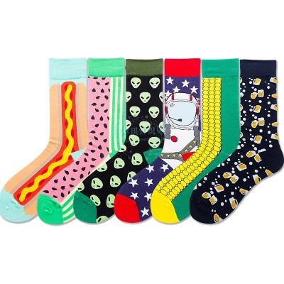 China Custom Logo Antibacterial Custom Logo Crew Cotton Men Socks Food Beer Mug Pattern Colorful High Quality Socks for sale