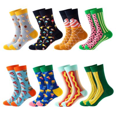 China 2022 Wholesale QUICK DRY Mens Unisex 100% Cotton Fashion Knit Colorful Happy Pattern Jacquard Socks Custom for sale