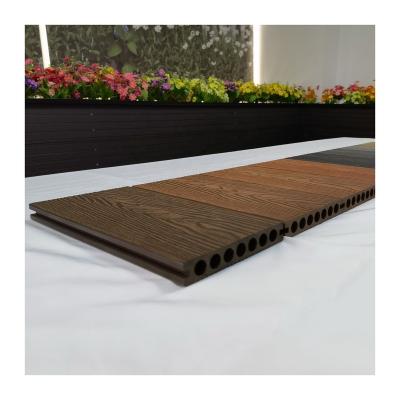 China Modern Cheap Price Outdoor Wood Plastic Composite Decking Round Hole WPC Flooring 148*23mm XFD066-2 for sale