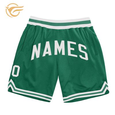 China OEM Green Authentic Anti-wrinkle Men's Mesh Basketball Shorts Basketball Wear Retro Product Abbreviations Men's Apparel Manufacturer for sale