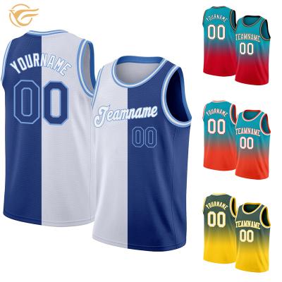 China Fashion antibacterial custom design basketball two color European and American men's sports shirt stitched basketball apparel OEM name number for sale