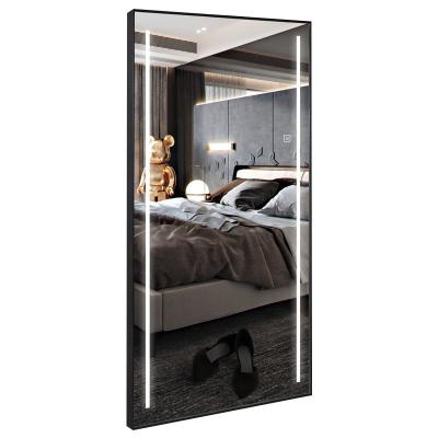 China Aluminum Alloy Modern Minimalist Simple Frame Full Body Rectangular Mirror Illuminated Smart Touch Led Dressing Mirrors for sale