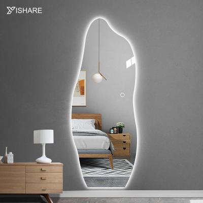 China Art Decor New Design Modern Home Decorative Irregular Wall Mirrors Illuminated Smart Led Dressing Mirrors With Light for sale