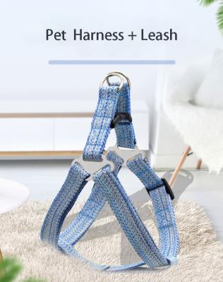 China Custom Adjustable Canvas Dog Harness and Leash Set Strap Plaid Fabric Dog Leash and Harness for sale