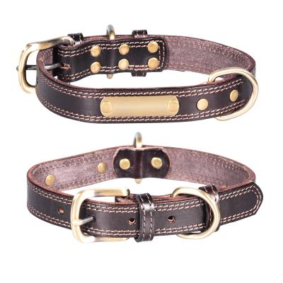 China Morden Sustainable Style Dog Training Collar Breathable Real Cow Genuine Leather Pet Leather Collars for sale