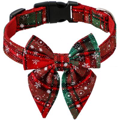 China Merry Christmas Holiday Pet Accessories Dog Hat And Bow Tie Set Dog Collar Sustainable Pet Collar for sale