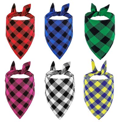 China Custom Viable Triangle Scarf Pet Woven Plaid Printed Square Dog Bandana Logo Pet Scarf for sale