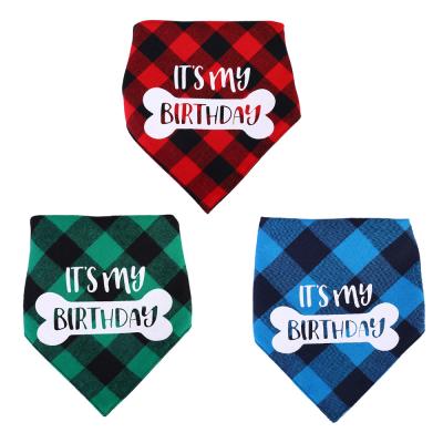 China Stocked Dog Matching Happy Birthday Designer Pet Breathable Bandana Custom Printed Pet Scarf for sale