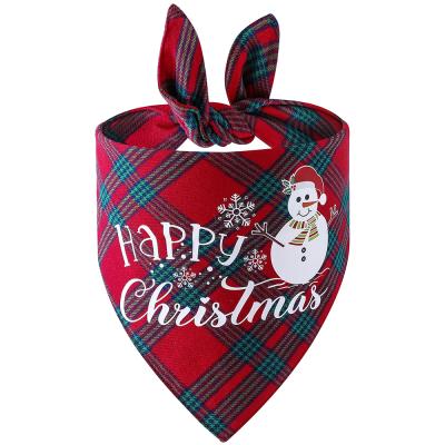 China 2021 Hot Selling Custom Printed Christmas Pet Cotton Plaid Dog Bandanas Viable Pet Scarves for sale