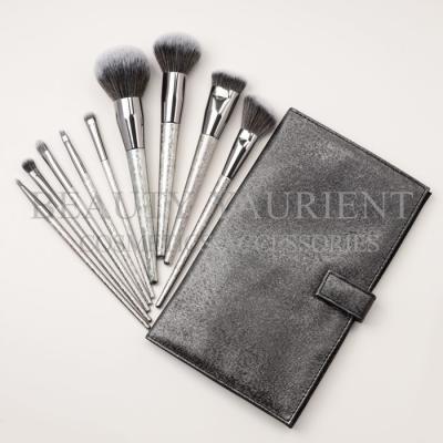 China Private Design Basic Makeup Brush Set With Irregular Grains Plastic Handle for sale