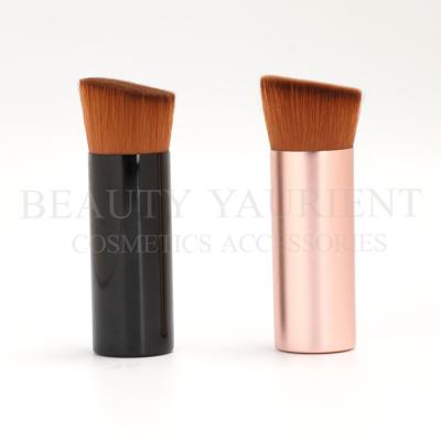 China Aluminum Base Flat Angled Foundation Brush Foundation Buffing Brush 6.8cm for sale