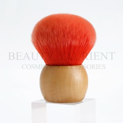 China Wooden Base Red Bamboo Kabuki Brush Round Kabuki Brush Eco Friendly for sale