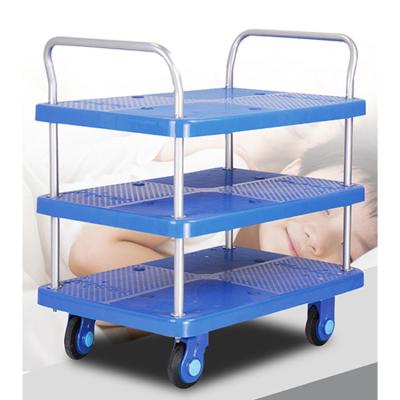 China Hand Industrial Trolley Storage DIY Tool Food Truck Cart Warehouse Plastic Wheel Barrow for sale