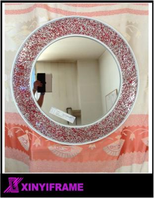 China Decoration/office/hotel/home exhibition gallery/red wall hanging glass mosaic/gift around wall mirror, bathroom wall mosaic glass mirror for sale