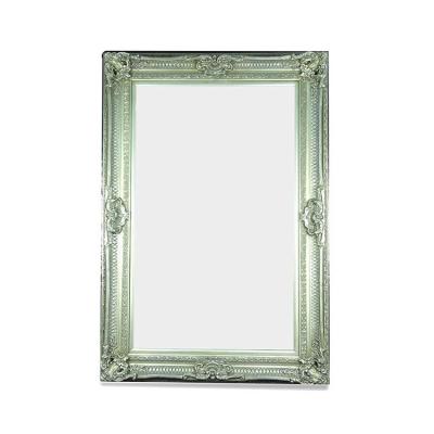 China Europe Wall Hanging Bathroom Wholesale Wooden Framed Mirror With Metal Hooks for sale