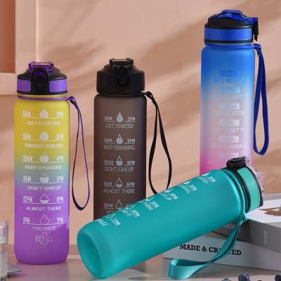 China OEM Stocked Comes with Kettle with Date/Time Band - 32 oz 1 L Tritan Water Bottle Plastic Water Bottles with Drinking Times Marker for sale