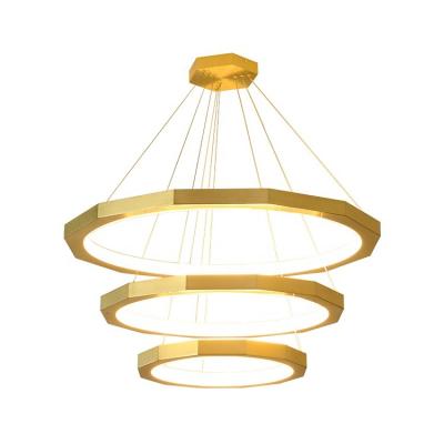 China Modern Led Chandelier Pendant Light, Morden Hanging Gold Decorative Adjustable Acrylic Pendent Lamp for Living Room and Hotel for sale