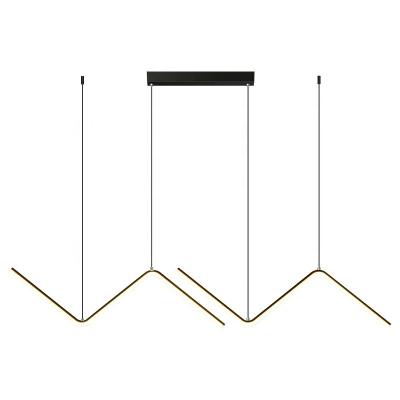 China Rustic Minimalist Line Led Chandelier Nordic Modern Warm Aluminum Ceiling Lamp Black Factory for sale