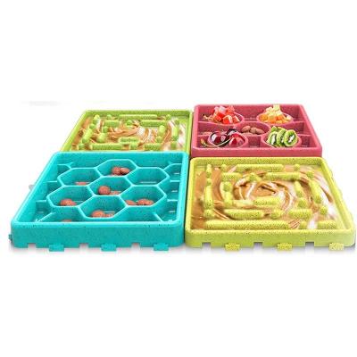 China Viable Pets Eating Supplies Plastic Multiple Color Suction Dog Feeder Bowls Lick To Pad Slow Feeding Mat for sale