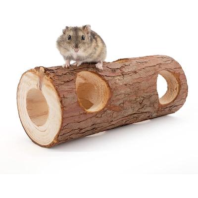 China Forest Hollow Tree Trunk Natural Wooden Hamster Mouse Tunnel Tube Toy Viable Small Animal Supplies for sale