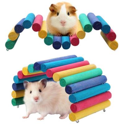 China Viable Wooden Ladder Bridge Hamster Pet Supplies Chew Toy Mouse Rat Rodents Hideout Small Animal Toys for sale