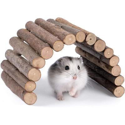 China Viable Pet Cage Supplies Small Animals Chew Wooden Toy Hamster Mouse Rat Rodents Ladder Bridge Toys for sale