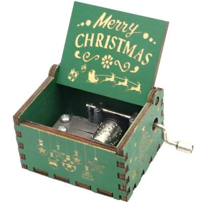 China Beautiful Vintage Wooden Christmas Decoration Supplies Home Decor Toys Holiday Party Xmas Gifts Favors Music Boxes for sale