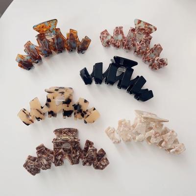 China Korean Hair Decoration Jiamu Acetate Frosted Hollow Acrylic Claw Girls Big Hair Claw Shark Hair Clip Colorful Female Marble Hair Clips for sale