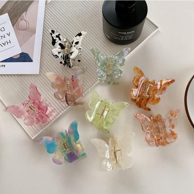 China Korean Hair Accessories Fashion Claw Acetate Hair Decoration Jiamu Style Butterfly Hair Claw Colorful Butterfly Hair Claw Clips For Women Girls for sale