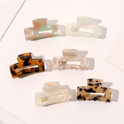 China Wholesale Hair Decoration Jiamu In Stock Tortoise Cellulose Acetate Hair Claw 4.5cm Small Rectangle Hair Claw Clips For Women Girls for sale