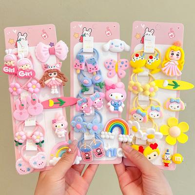 China Jiamu 15pcs/set Child Hair Accessories Cartoon Animal Hair Clips Hair Decoration Set Princess Elastic Hair Scrunchies Girls Birthday Gift Set for sale