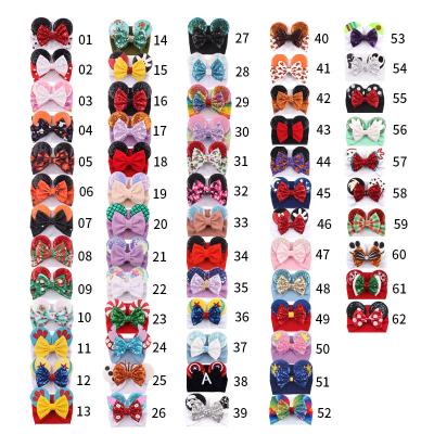 China Hair Decoration Jiamu Baby Wide Headband Mouse Ears Bow Headband Children's Sequin Hair Accessories Customized Wholesale Baby Turban Headband for sale