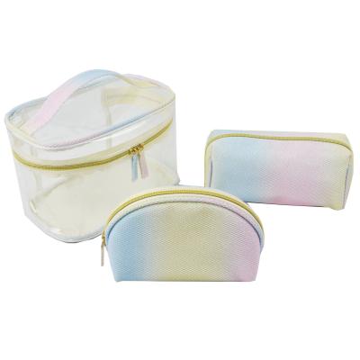 China OEM Competitive Price OEM Gift Storage Bag 3 Pcs Promotional Clear Cosmetic Makeup Bag Set Clear PVC Cosmetic Bag for sale